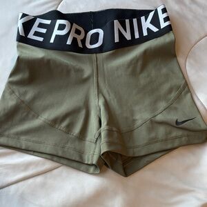 Nike Olive Bike Shorts with Black NIKEPRO Waistband